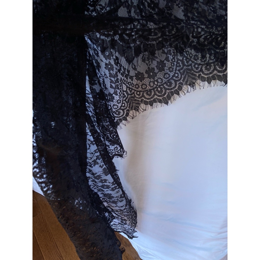 Sheer Lace Maxi Cloak Cape Whimsigoth Goth Emo Flowy Kimono Womens OS Black - Picture 6 of 12